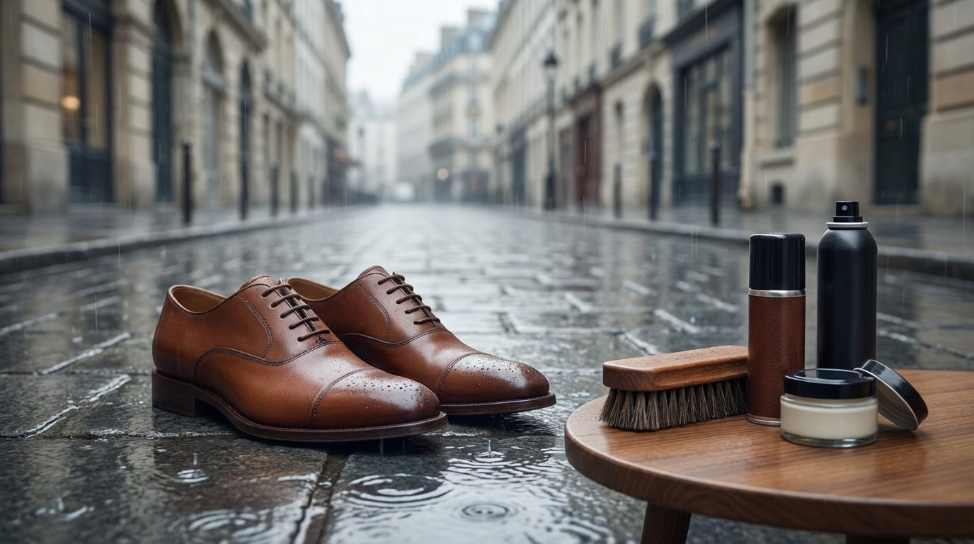 雨の日に革靴を履く前にやるべき事前対策