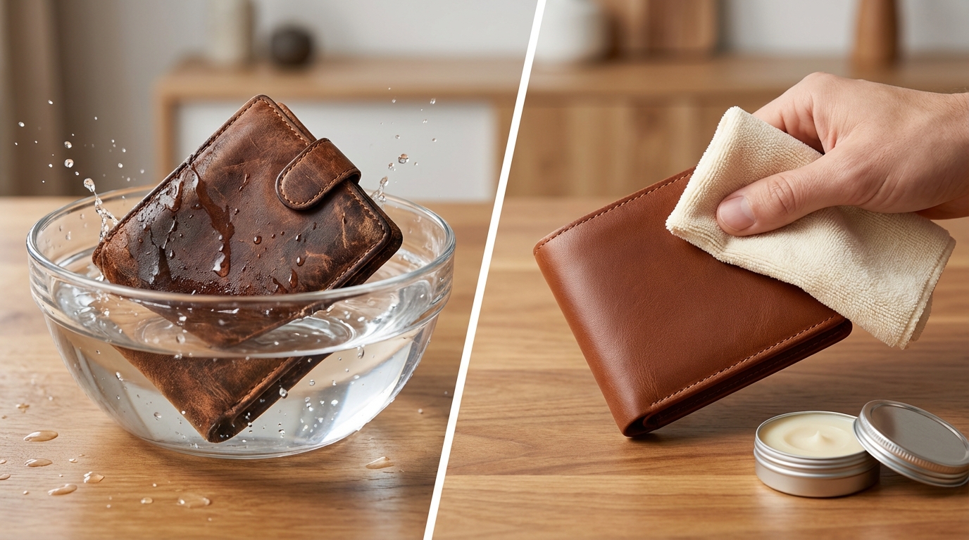 【結論】革財布は水洗いNG!正しい洗い方は「拭き取りケア」