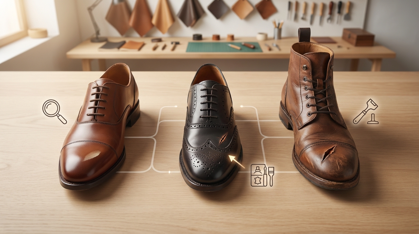 あなたの革靴の傷はどのタイプ?【診断チャート付き】