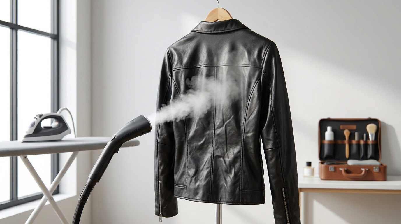 合皮のしわ取り方法③スチーマー【ジャケット向け】