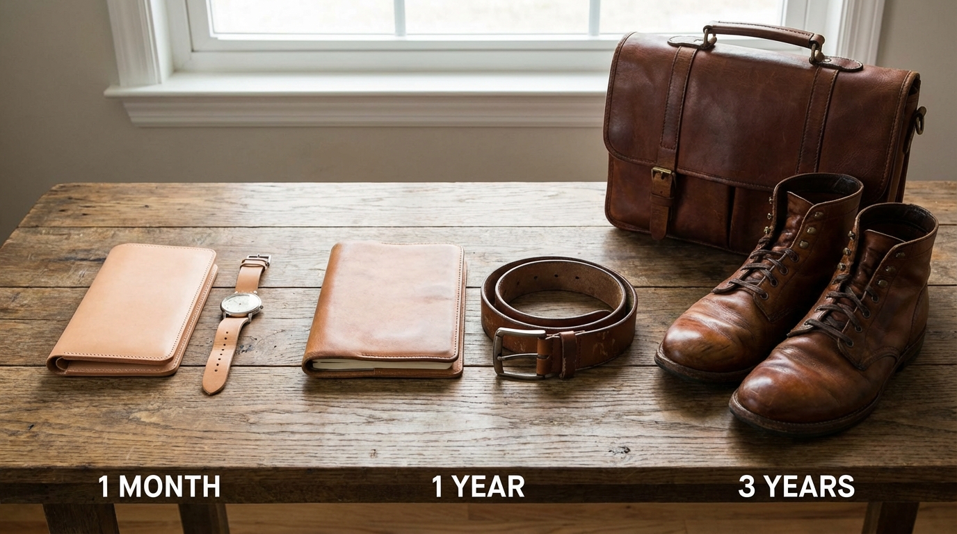 革製品の経年変化タイムライン｜1ヶ月〜3年でどう変わる？