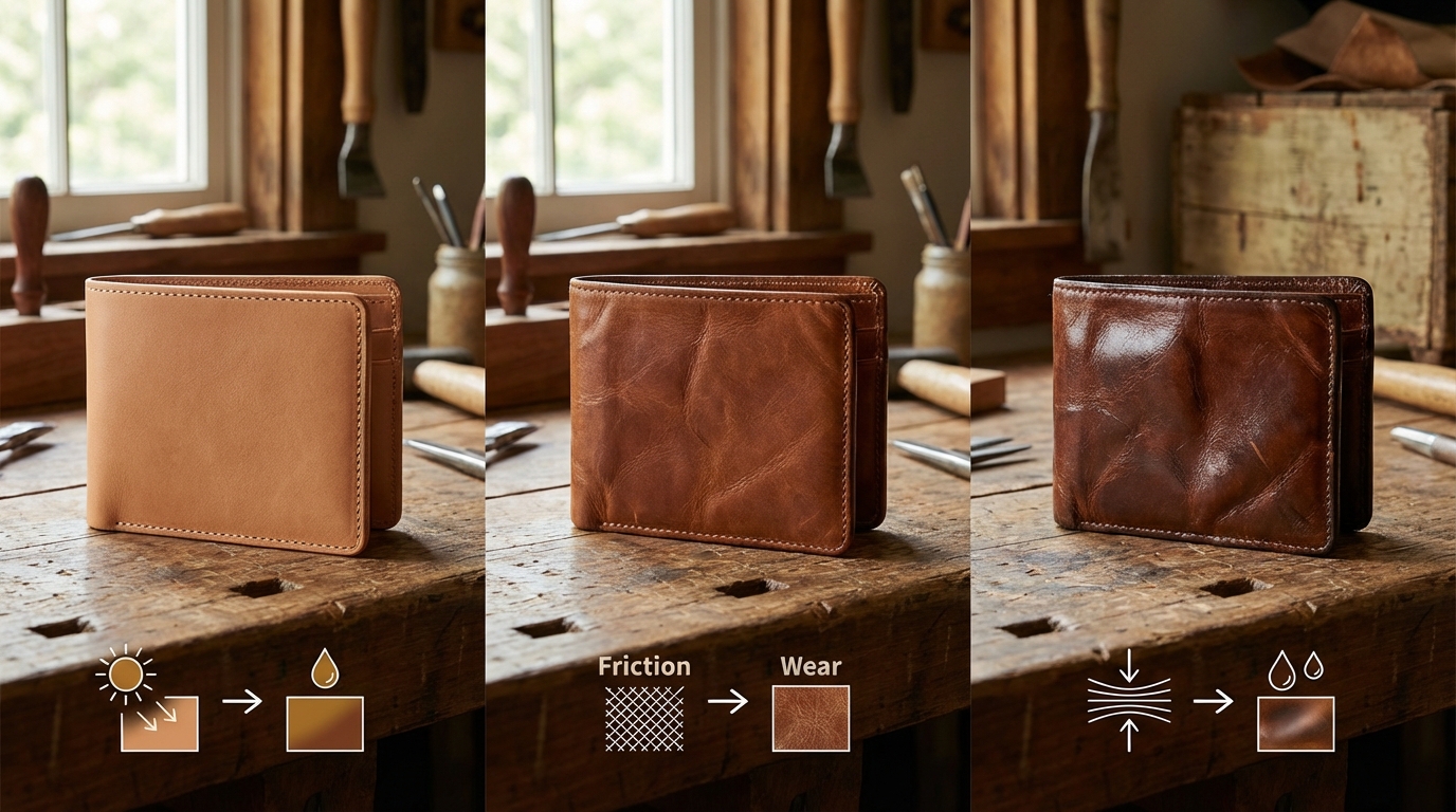 革製品のエイジングで起こる3つの変化【仕組みを図解】