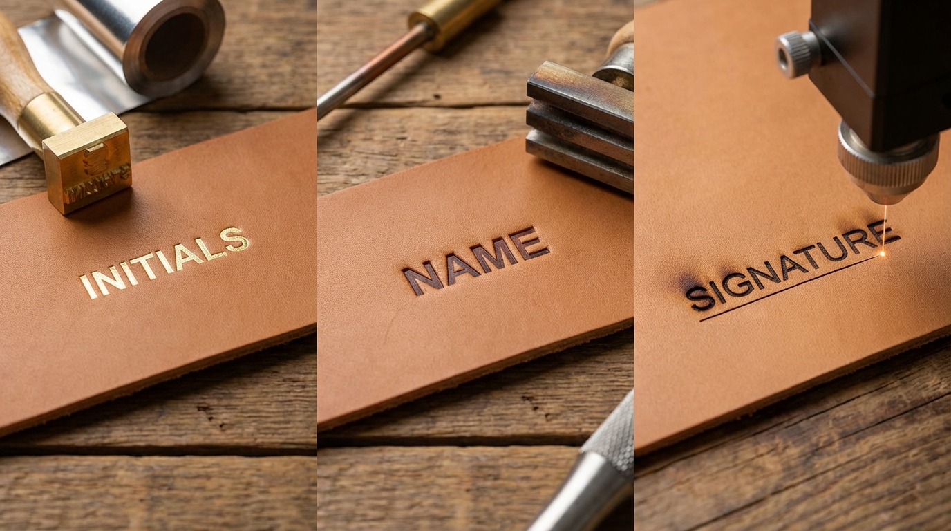 革製品の名入れ方法の種類と特徴|箔押し・素押し・レーザーの違い