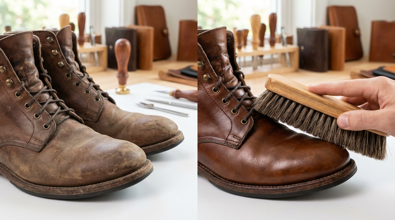 革製品にブラシが必要な3つの理由【効果を写真で解説】