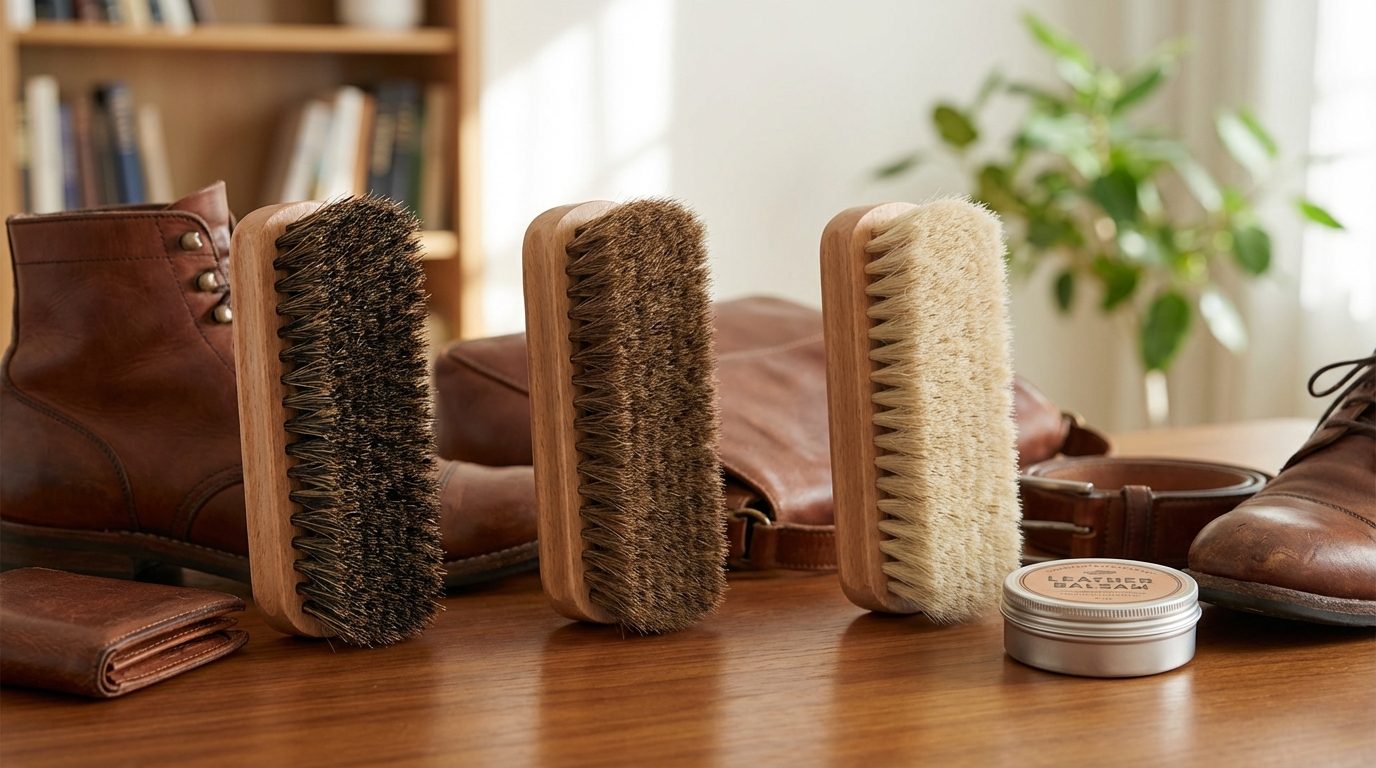 革製品ブラシの種類と特徴｜馬毛・豚毛・山羊毛の違い