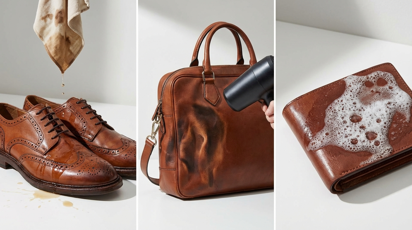 【絶対NG】革製品のシミ対処でやってはいけない3つの行動