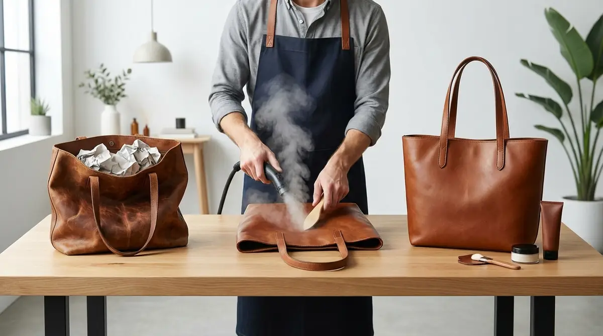 【結論】革バッグの型崩れは自分で直せる!3ステップ修復法