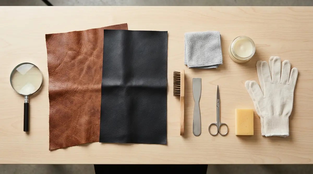 補修前の準備|本革・合皮の見分け方と必要な道具