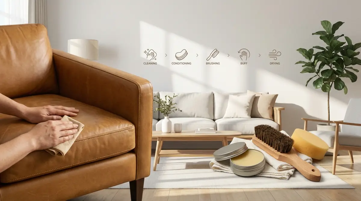 レザーソファ用クリームの正しい塗り方【5ステップ】
