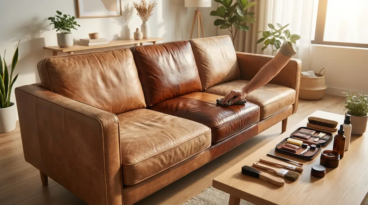 日焼けしたレザーソファを自分で補修する5ステップ